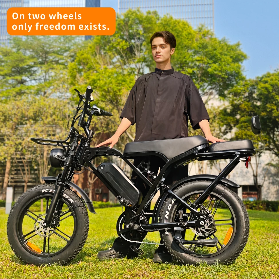 X80 Pro Adult Ebike, 1000W Motor, 20-inch Fat Tire Electric Bicycle, Hydraulic Brakes, 7-Speed ​​Transmission, 48V 15Ah Long Range, All-Terrain Off-Road Electric Bicycle, Front and Rear Suspension, Anti-Theft Alarm image 6