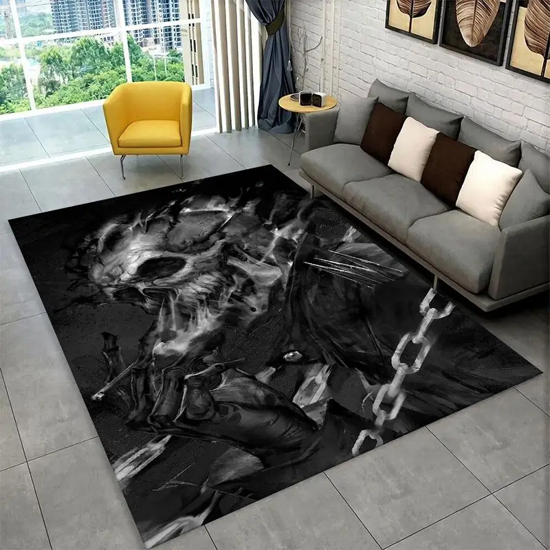 Terrifying Ghost Demon Skull Gothic Large Area Rug Non-slip Carpet for Bedroom Living Room Sofa Doormat Home Decor Floor Mat