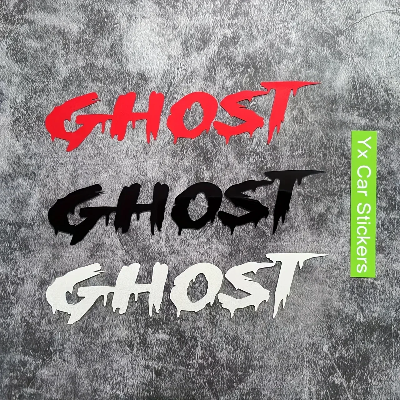 

1 шт. острая автомобильная наклейка с шрифтом «Призрак», несколько цветов, жуткая наклейка для кузова/окна автомобиля, добавление загадочной атмосферы к вашему автомобилю