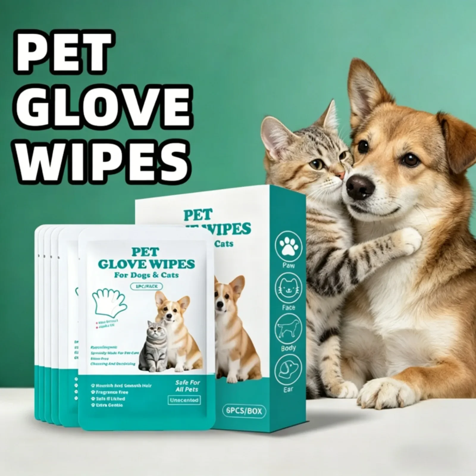 Pet No Rinse Glove Wipes Lickable Cleaning Gloves Disposable Spa Bath Glove Cat Dog Puppy Kitten Daily Grooming Care Supplies