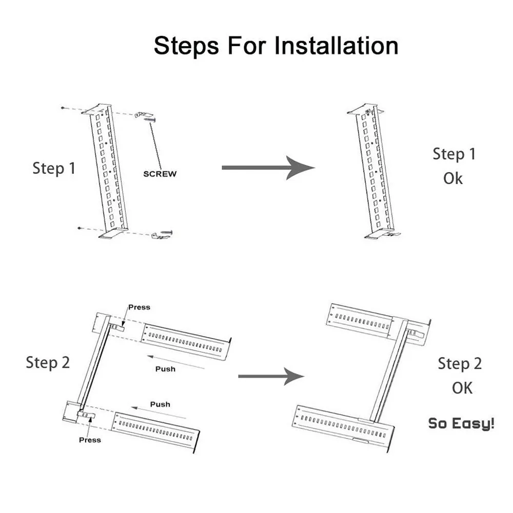 Aluminum Alloy Rackmount Din Rail Kit, Adjustable Rack Mount, High Strength, 19\