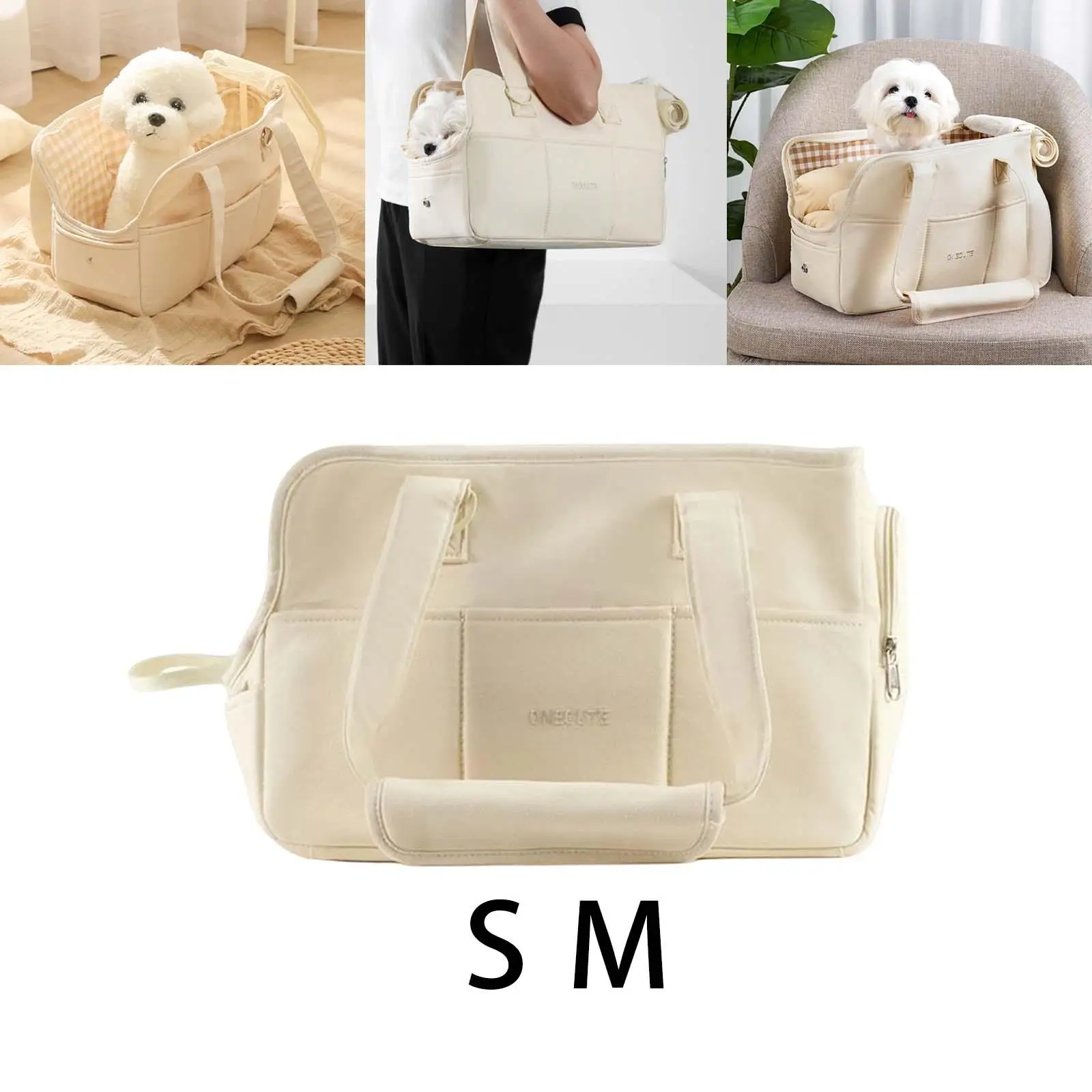 Bolso elegante para cachorros, bolsos de hombro, resistente al desgaste, color beige, para transportar perros