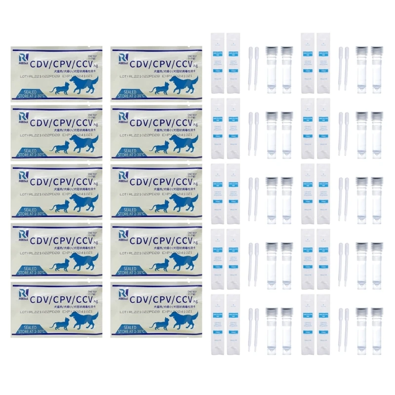 

D0AD Dog Health Quick Testing Kits for CDV CPV CCV Dog Healthy Test Paper 10PCS