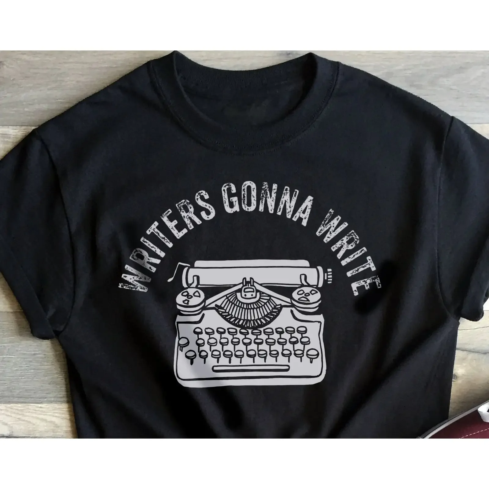 Writers Gonna Write Typewriter T Shirt Funny Literary for Authors Book Lovers vintage Washed Soft homme Versatile Casual