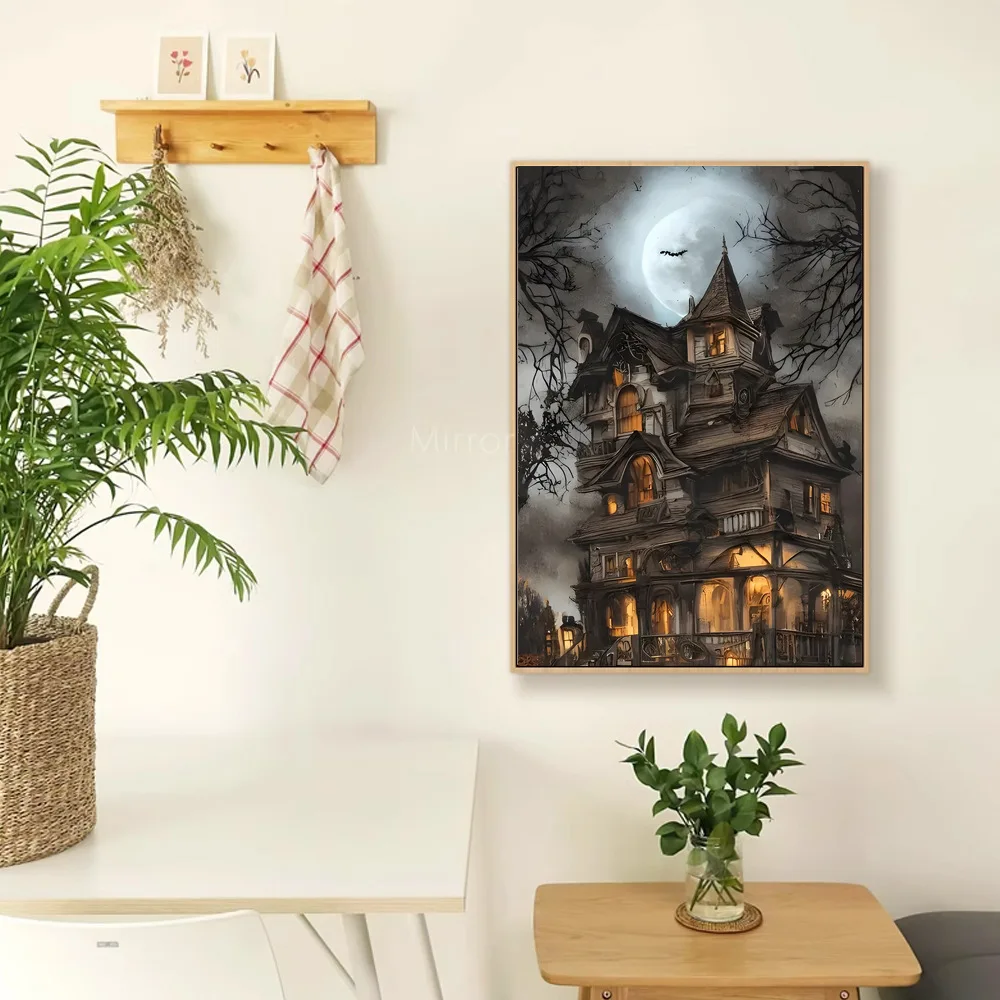 

Halloween decoration horror house canvas painting horror house decoration painting living room bedroom corridor painting