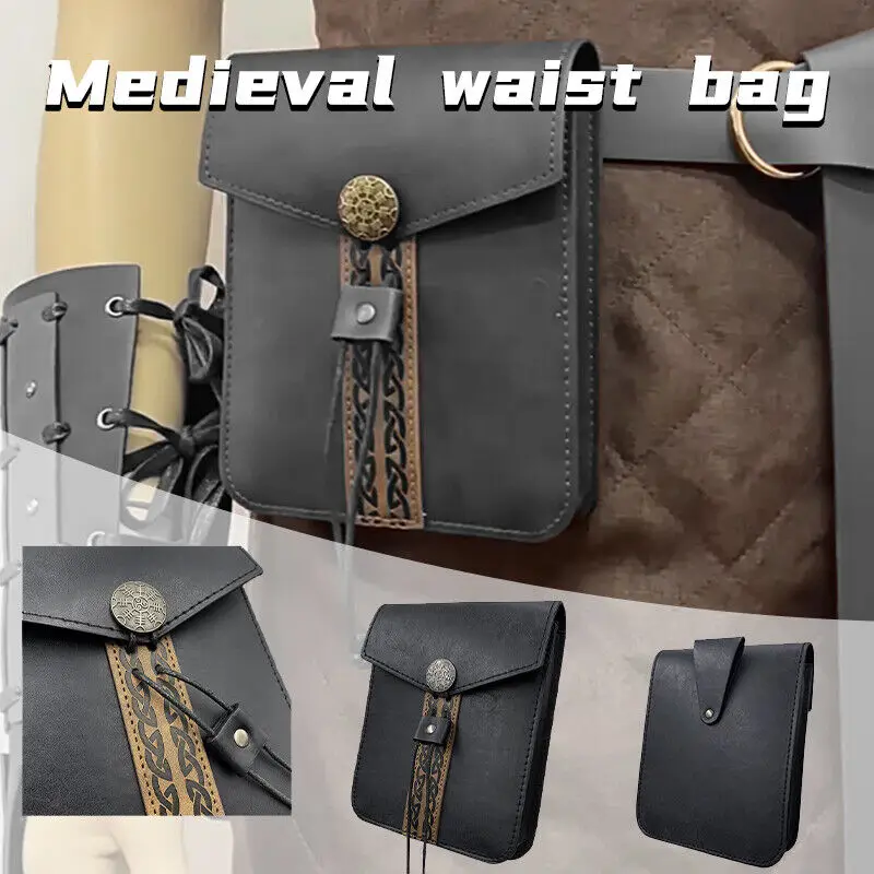 

Medieval Retro Waist Belt Bag Satchel PU Leather Pouch Fanny Pack Cosplay Prop Party Role Play Cosplay Bags Retro Waist Bag