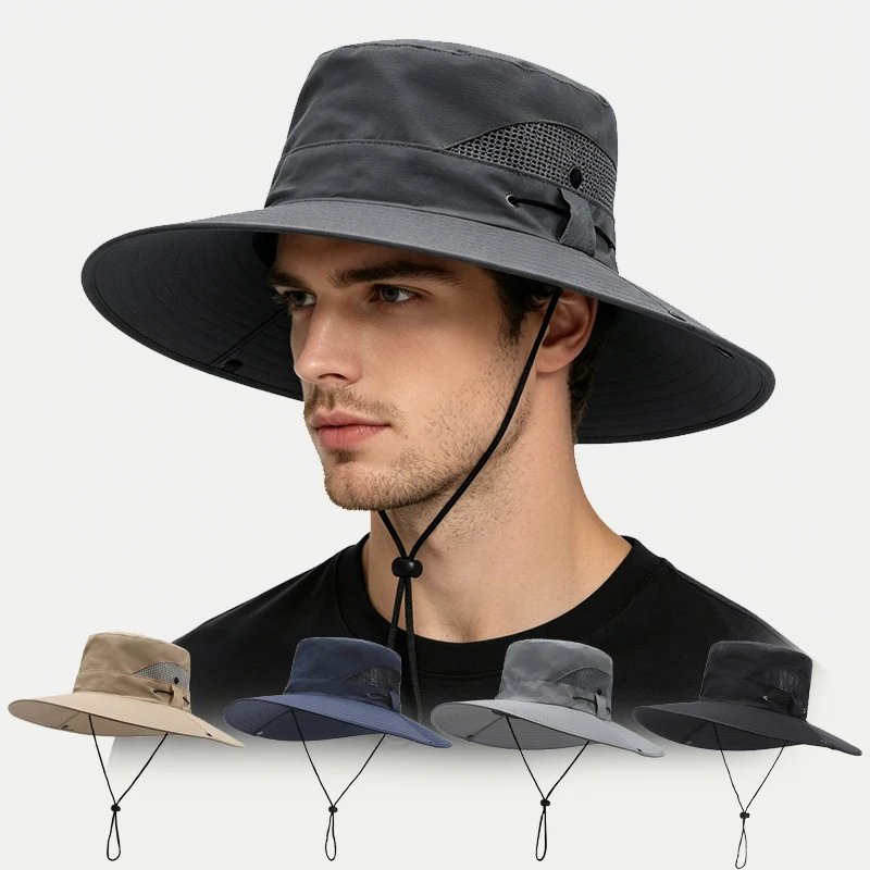 Chapeau de soleil d'été à large bord avec protection nuque pour hommes et femmes, réglable, séchage rapide, respirant, idéal pour le safari, la randonnée et la pêche