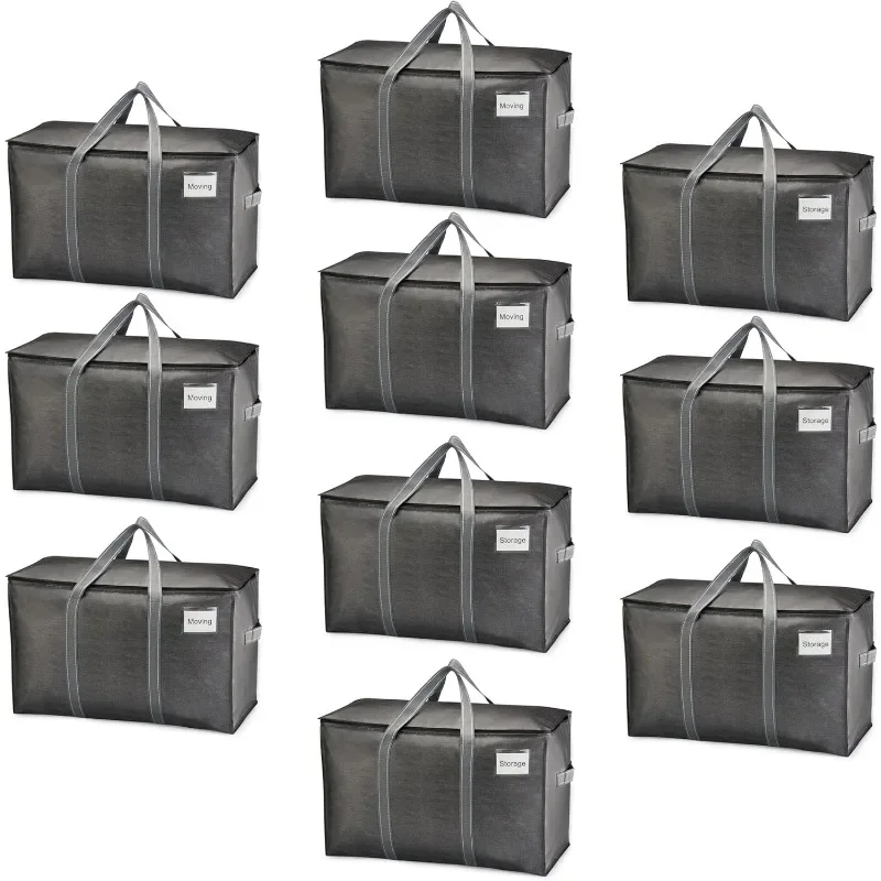

10 Pack Moving Bags, Moving Supplies, Moving Boxes, College Packing Storage Boxes with Lids Alternative, Heavy Duty Totes