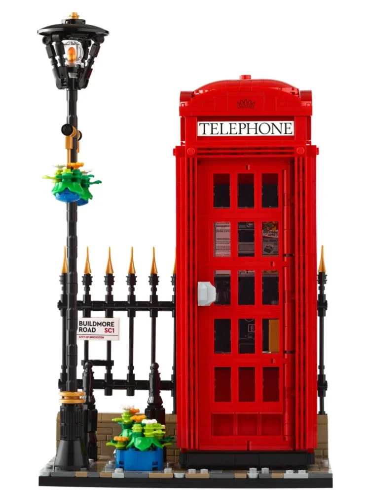 1460Pcs City Classic Red London Telephone Box Building Blocks Compatible with 21347 landmark Bricks Toys for Kids Birthday Gifts