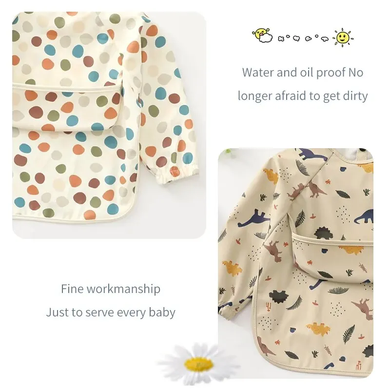 

1 PCS Children's Waterproof Anti-dress Baby Bib Food Bib Waterproof And Oil-proof Easy To Clean Baby Pu Cover Rice Pocket