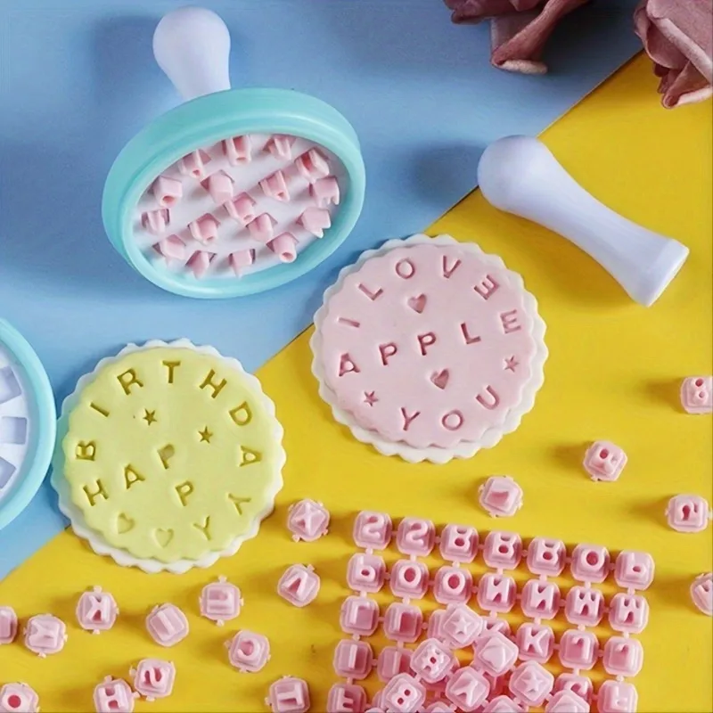 1set Customizable Alphabet Cookie Stamp Set-Create Unique Cookies with Interchangeable Lettersand Symbols-DIY Biscuit Cake Molds