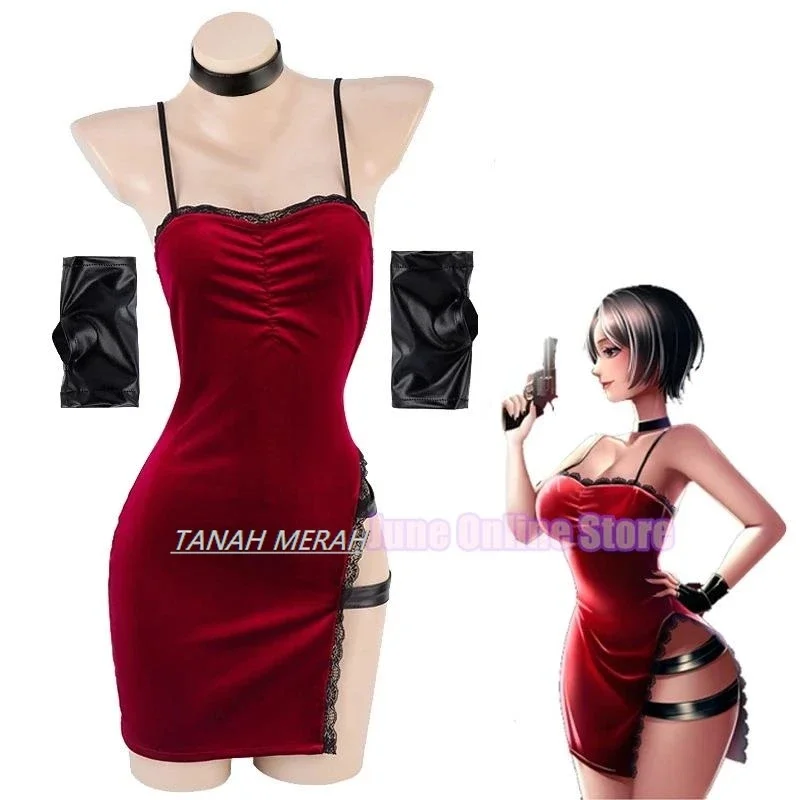 

CosplayAda Wong Cosplay Costume Female Resident 4 Evil Cheongsam Dress Bag Halloween Carnival Disguise Suit For Adult Women Girl