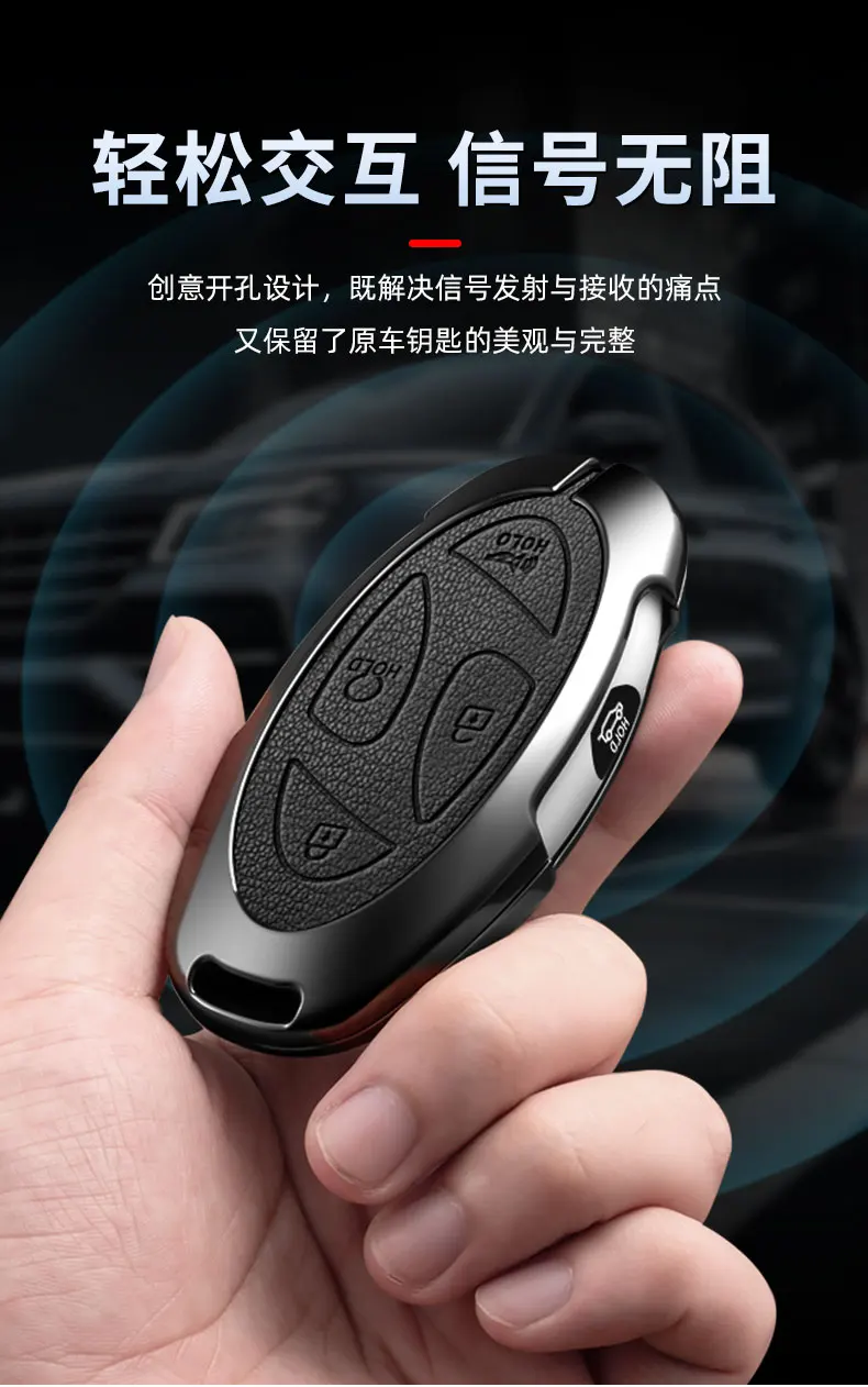 Auto Zink-legierung Leder Schlüssel Fall Abdeckung Halter Ring Für Hyundai Ionic 6 Grandeur GN7 Kona Ev New Grand Prix Remote Key 5/7 Tasten – Detail 3