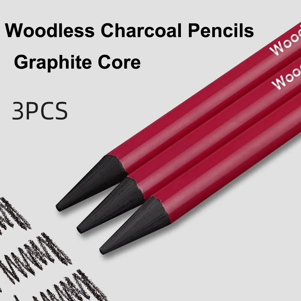 3pcs Graphite Woodless Charcoal Pencils Inteed Soft Medium and Hard Drawing Tool Sketching Pencil Pure Carbon