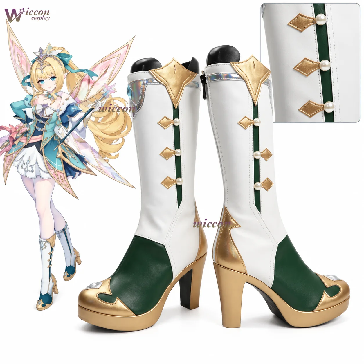 YesOk Game Genshin Impact Vesna Snezhnaya Cosplay High Heel Shoes Custom Plus Size Elevated Footwear Anime Convention Stage