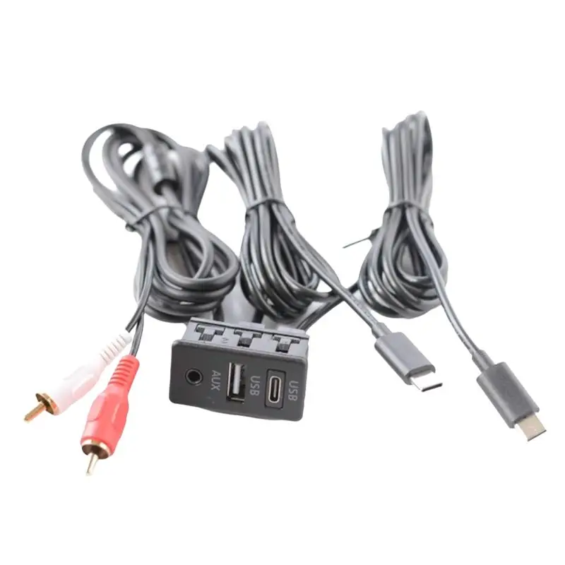 Car Android Navigation Machine AUX Panel TYPE-C+RCA Input Double USB+AUX Interface Panel Extension Cable Adapter Panel-N30R