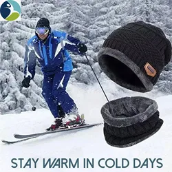 Gorro de invierno para hombre y mujer, bufanda de lana de punto, gorros cálidos de lana gruesa, calentador de cuello, máscara, gorro de Skate