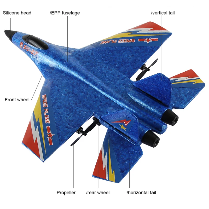 RC Aircraft SU27 Plane 2.4G Radio Control Glider Remote Controlled Fighter Plane Foam Airplane Model Toys for Children Boys