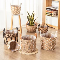 Lychee Life Straw Weaving Flower Plant Pot Basket Grass Planter Basket Indoor Outdoor Flower Pot Cover Plant Containers Forplant