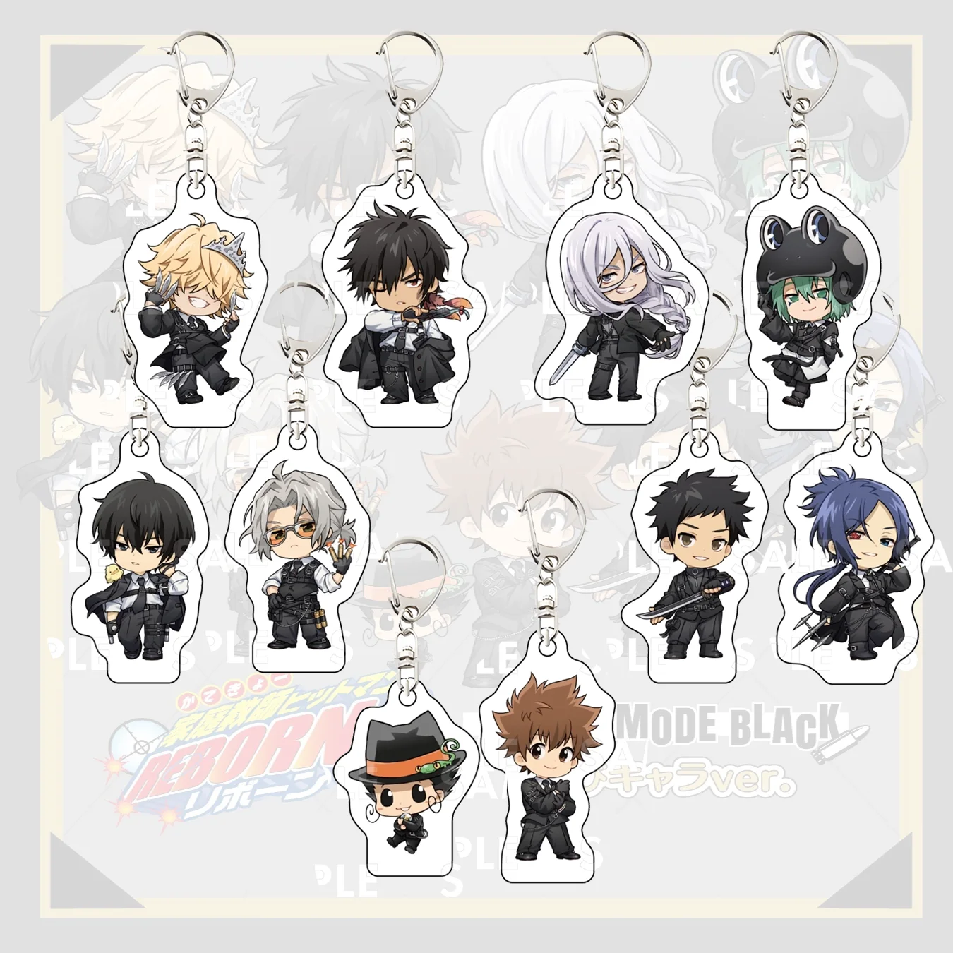Katekyo Hitman Reborn! BATTLE MODE BLACK Acrylic Keychain, Cute Chibi Keyring, Anime Boys Bag Pendant, 2026 New Arrival Keychain