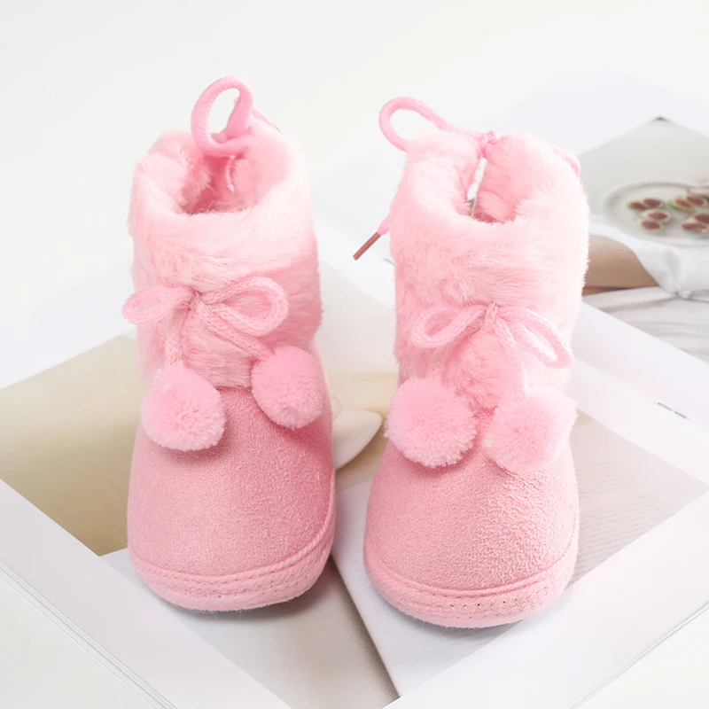 Toddler Baby Girls Boots Winter Warm Soft Sole Fluffy Cute Non Slip Shoes for Newborn Infant