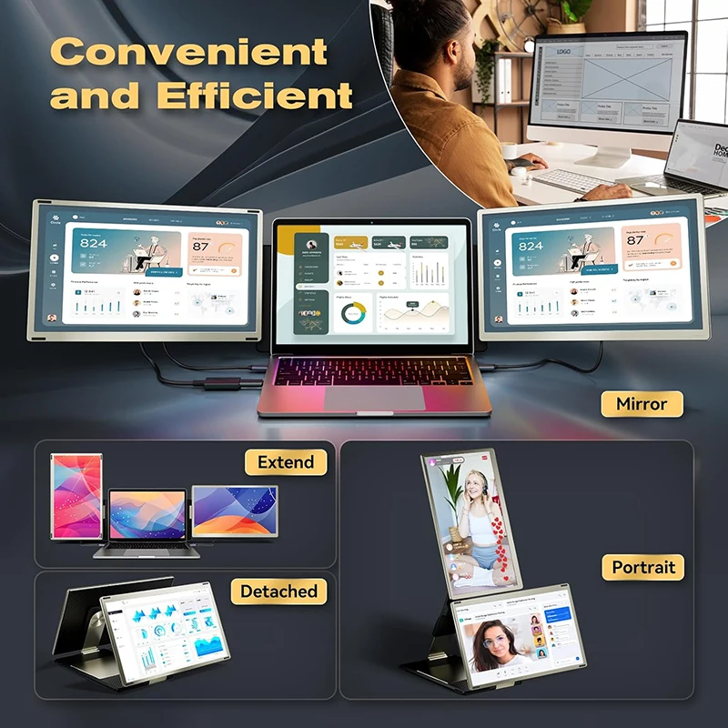 الجملة S6 المحمولة 15.6 بوصة شاشات كريستال بلورية موسع مع لوحة IPS 1080P عالية الدقة عرض مزدوج لأجهزة الكمبيوتر المحمول #3