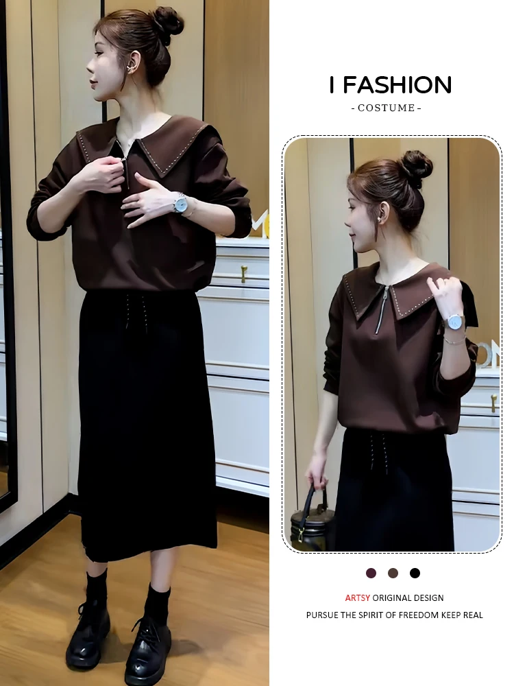 Ele Long Sve Felpa da donna Faion Autunno 2026 Dimagrante Versatile Anti-età Top Unico Sli Coreano Sle