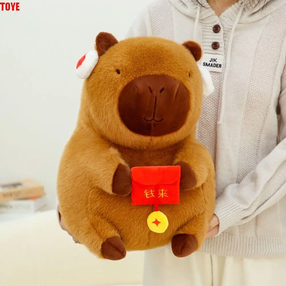 

New Year Style Capybara Plush Doll Soft Stuffed Simulation Capybara Toy 33cm Red Packet Stuffed Capybara Doll Birthday Gift