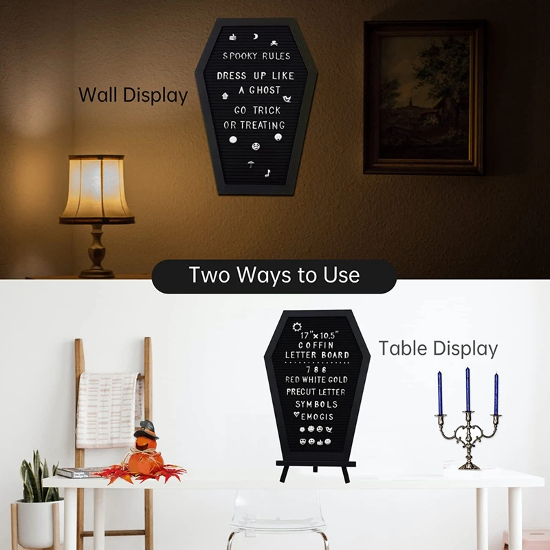 1Set Black Felt Letter Board Gothic Message Board With 340 White Changeable Characters