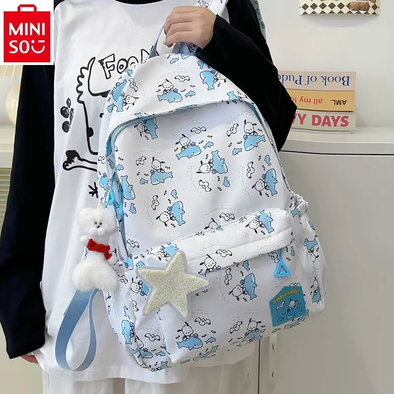 

MINISO sanrio Campus Graffiti Student Fresh and Simple Large Capacity Backpack Women's High Quality Nylon Storage Backpack