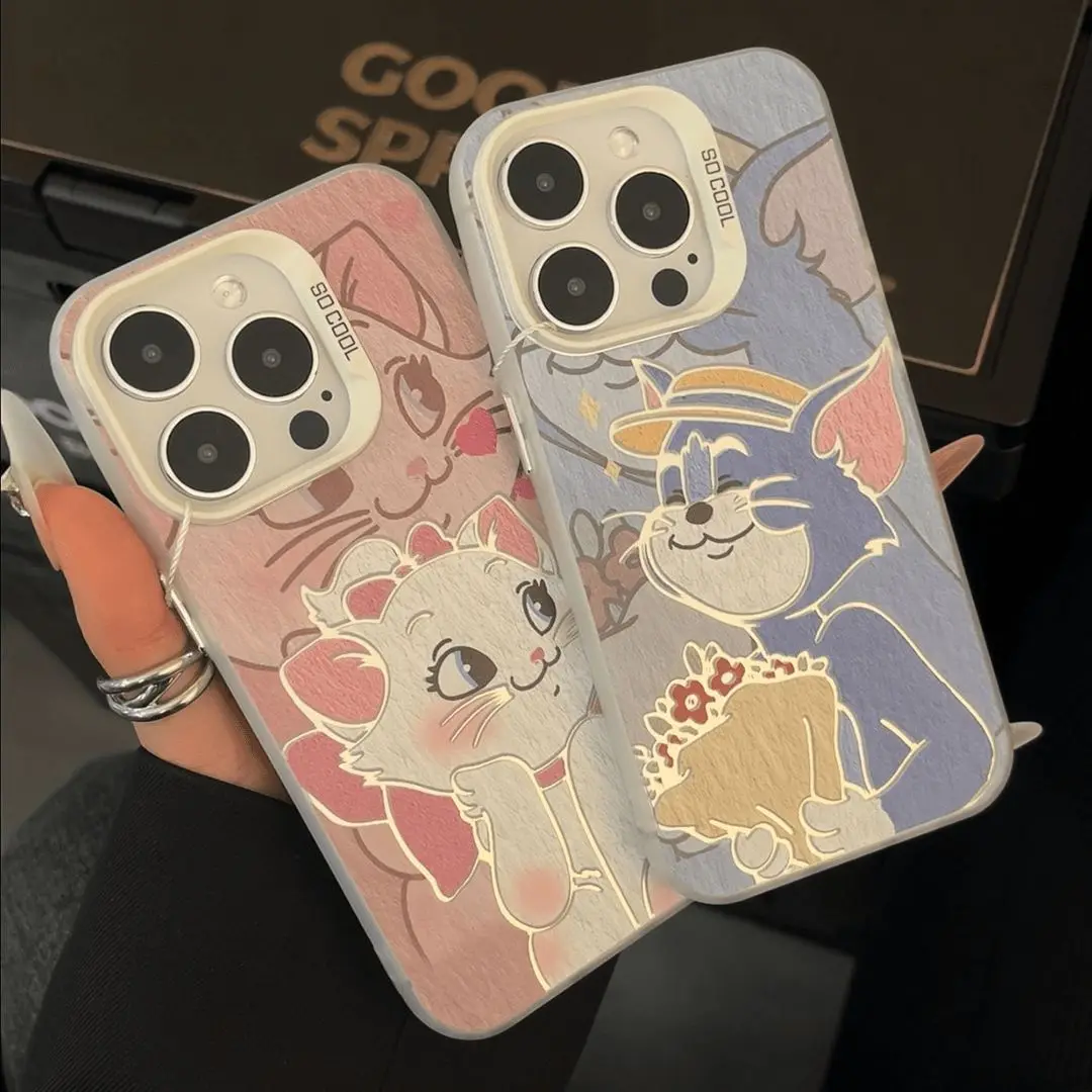 Disneys Bouquet Toms Mary Cat Couple Style Phone Case for Xiaomi Mi 11 Lite 12T Poco X3 GT NFC F4 Pro 5G Candy Matte Shockproof