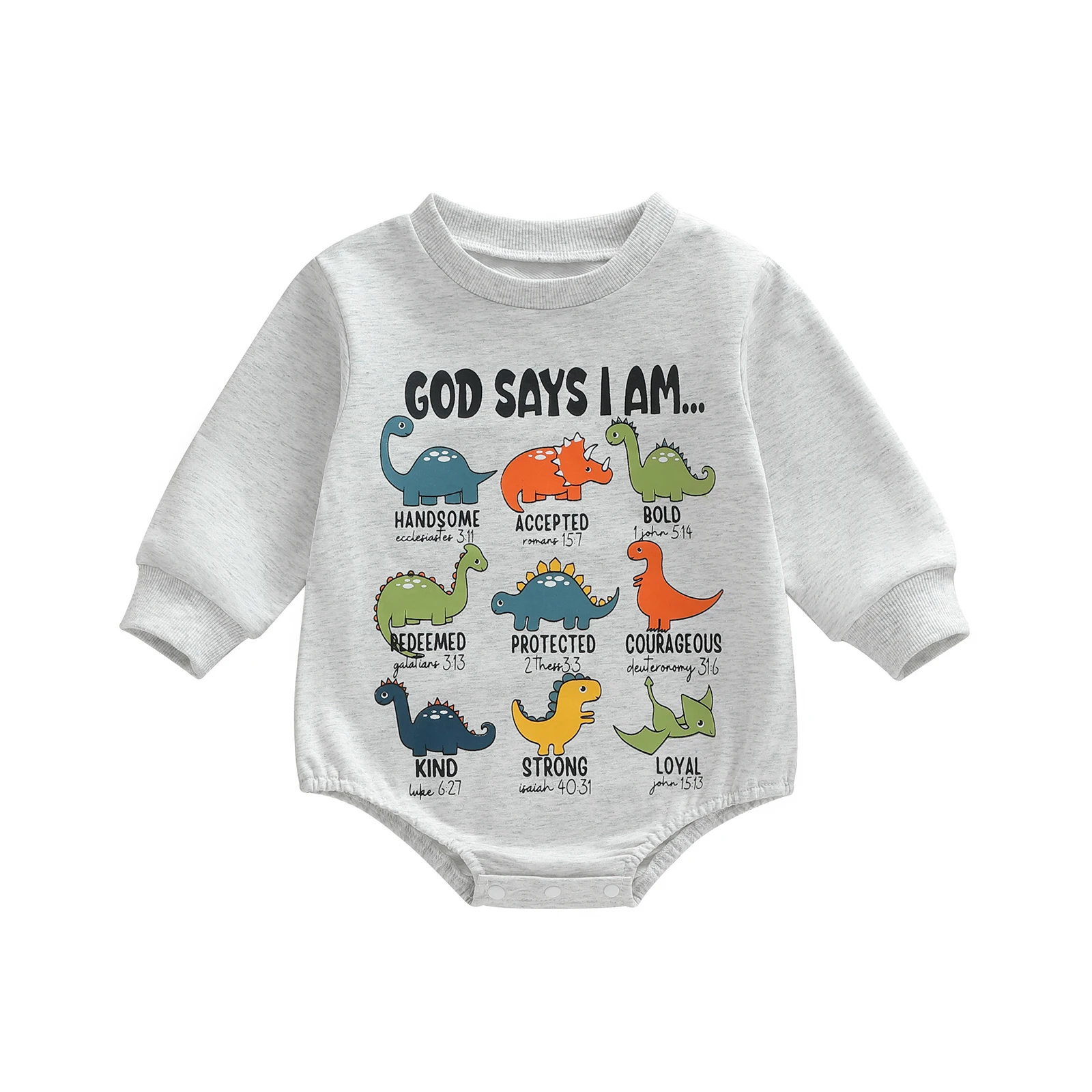 

Infant Baby Boy Rompers Long Sleeve Crew Neck Letters Dinosaur Print Cute Fall Jumpsuit
