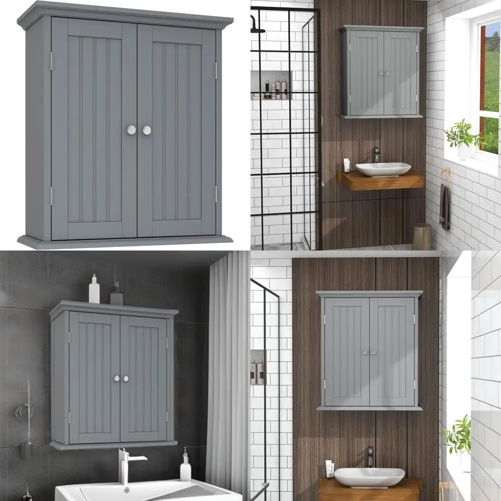 

Шкаф для хранения над унитазом, компактный настенный блок для ванной комнаты, аптечка с двумя дверцами и регулируемыми полками