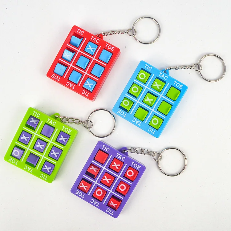 Colorful Tic Tac Toe Game Keychain Pendant For Kids Puzzle Toys Birthday Party Favor XO Rotating Game Chess Kindergarten Gifts