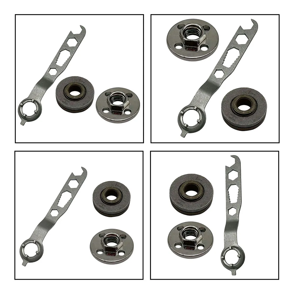 4 Claw Grinder Removal Wrench With Pressure Plate For 100 Type Angle Grinder Four Hole Metal Flange Nut Spanner Tool Black Silve