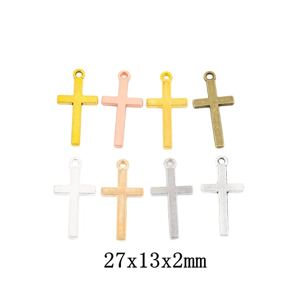 150pcs 27*13mm ZAKKA Grocery Creative Vintage Religious Elements Cross Handmade DIY Charm Pendant, Bronze Popular Necklace Ornam