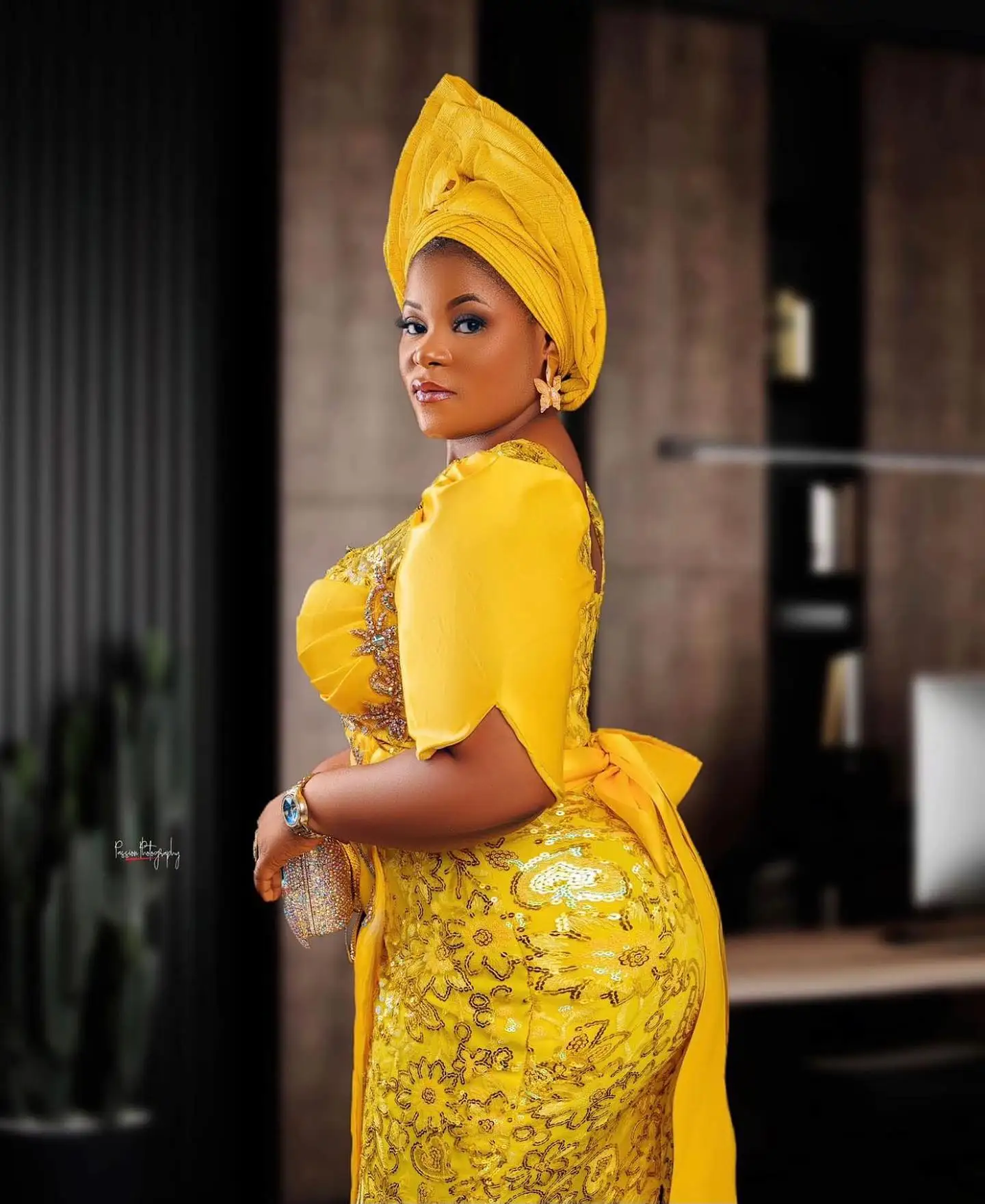 Nigerian Gold Yellow Formal Prom Dresses Women Long Beaded Lace African Wedding Party Dress Plus Size Asoebi Evening Dresses