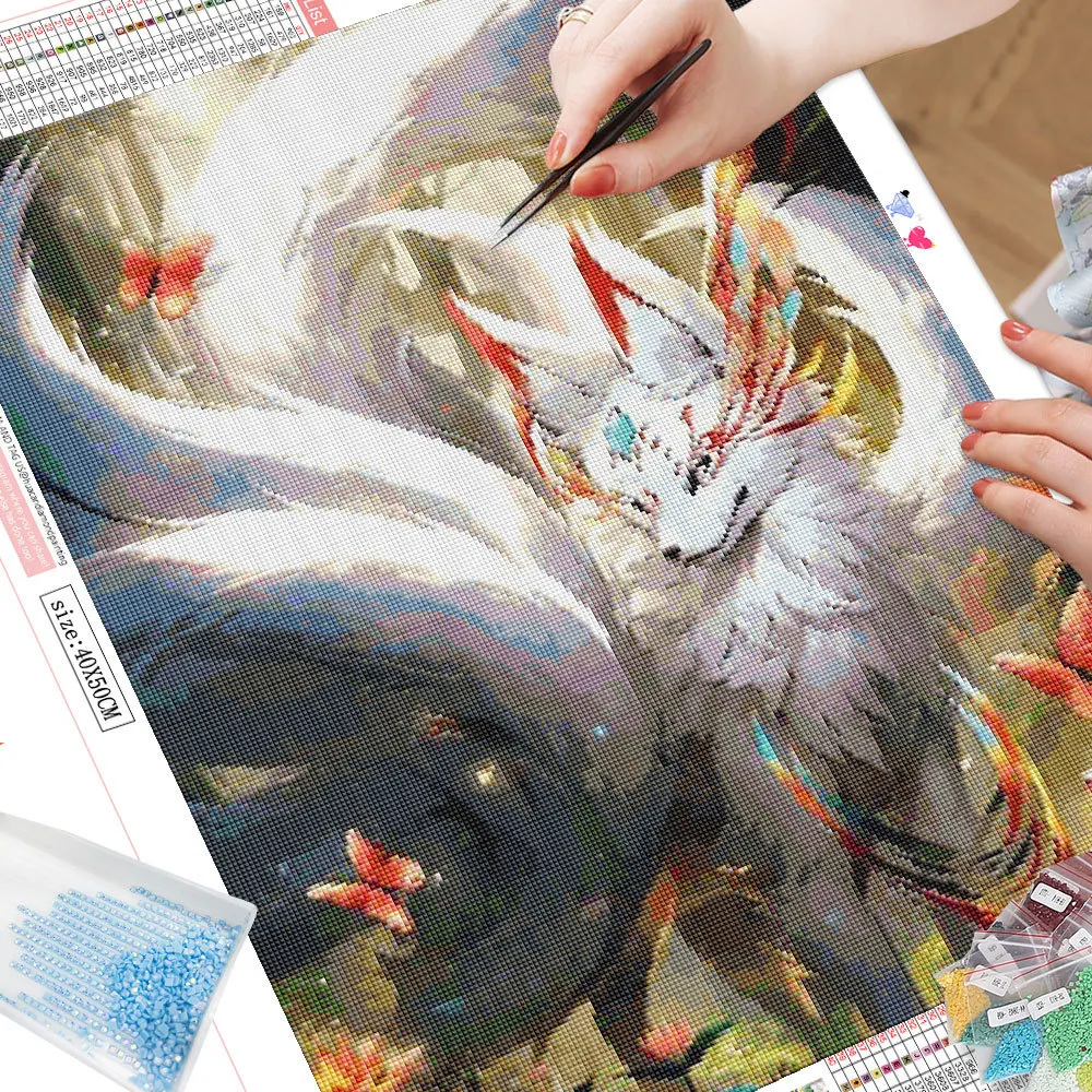動物デザインのモザイク,妖精,キツネ,abドリル,ファンタジー,日曜大工