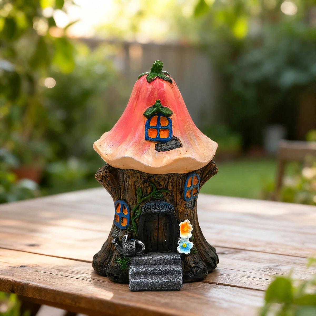 Miniature Resin House Decoration in Conventional Style for Garden Lawn or Patio Creating Enchanting and Rustic Outdoor Display