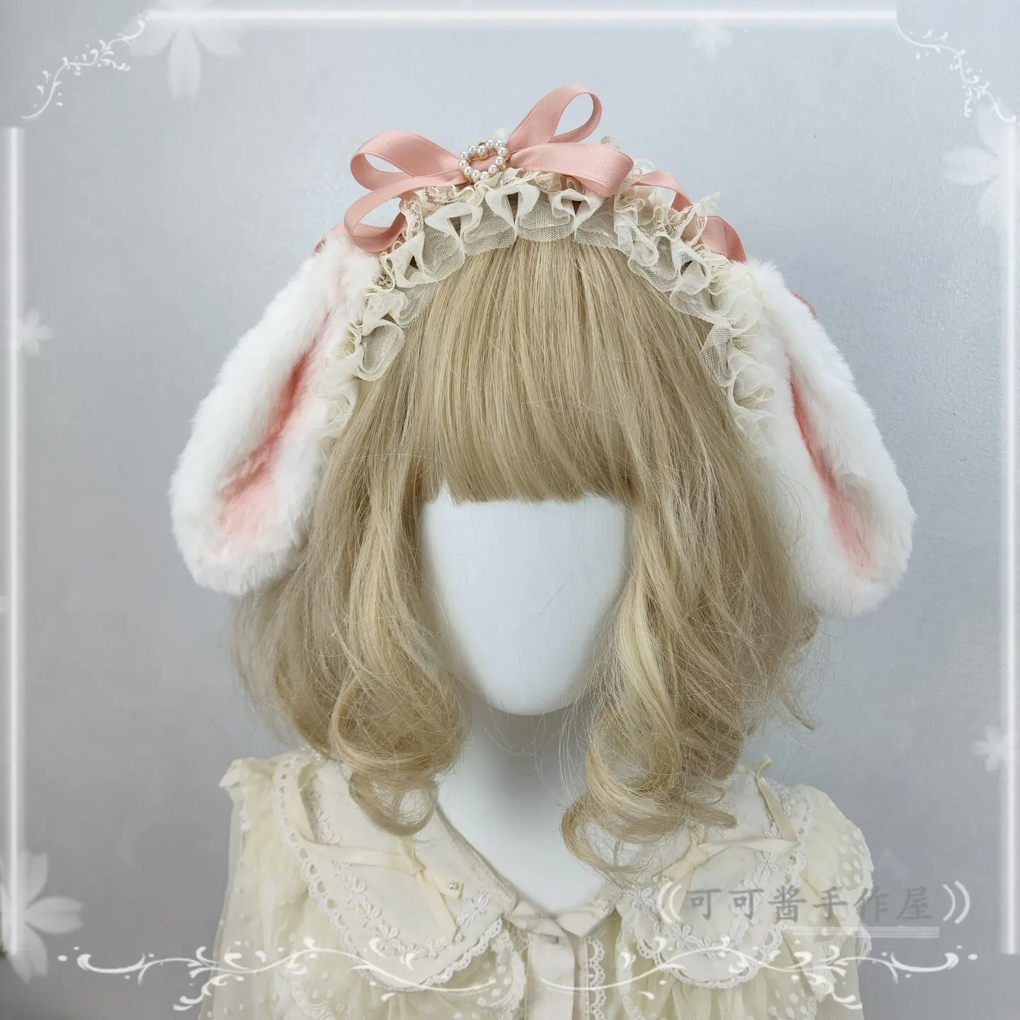 

Original Handmade Lolita Rabbit Ears Headband KC Sweet Cute Lop Rabbit Headdress Headbands for Women