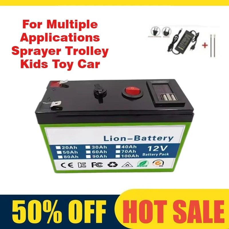 

Universal 12V 100Ah Lithium Battery Pack 3S6P for Multiple Applications Sprayer Trolley Kids Toy Car