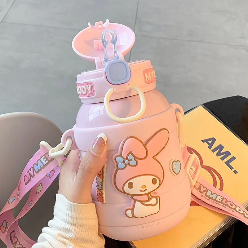 Sanrio Winter Kulomi Cute Children's Insulation Kettle Melody Cartoon Outdoor Travel Portable Stainless Steel Water Cup