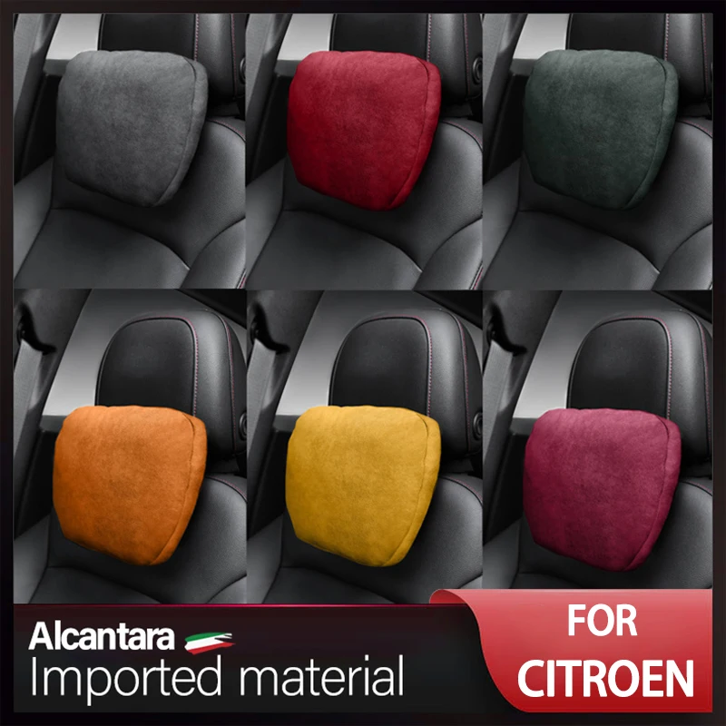 

For Citroen Alcnatara Suede Car Headrest Neck Support Seat Soft Universal Adjustable Car Pillow Neck Rest Cushion Caraccessories