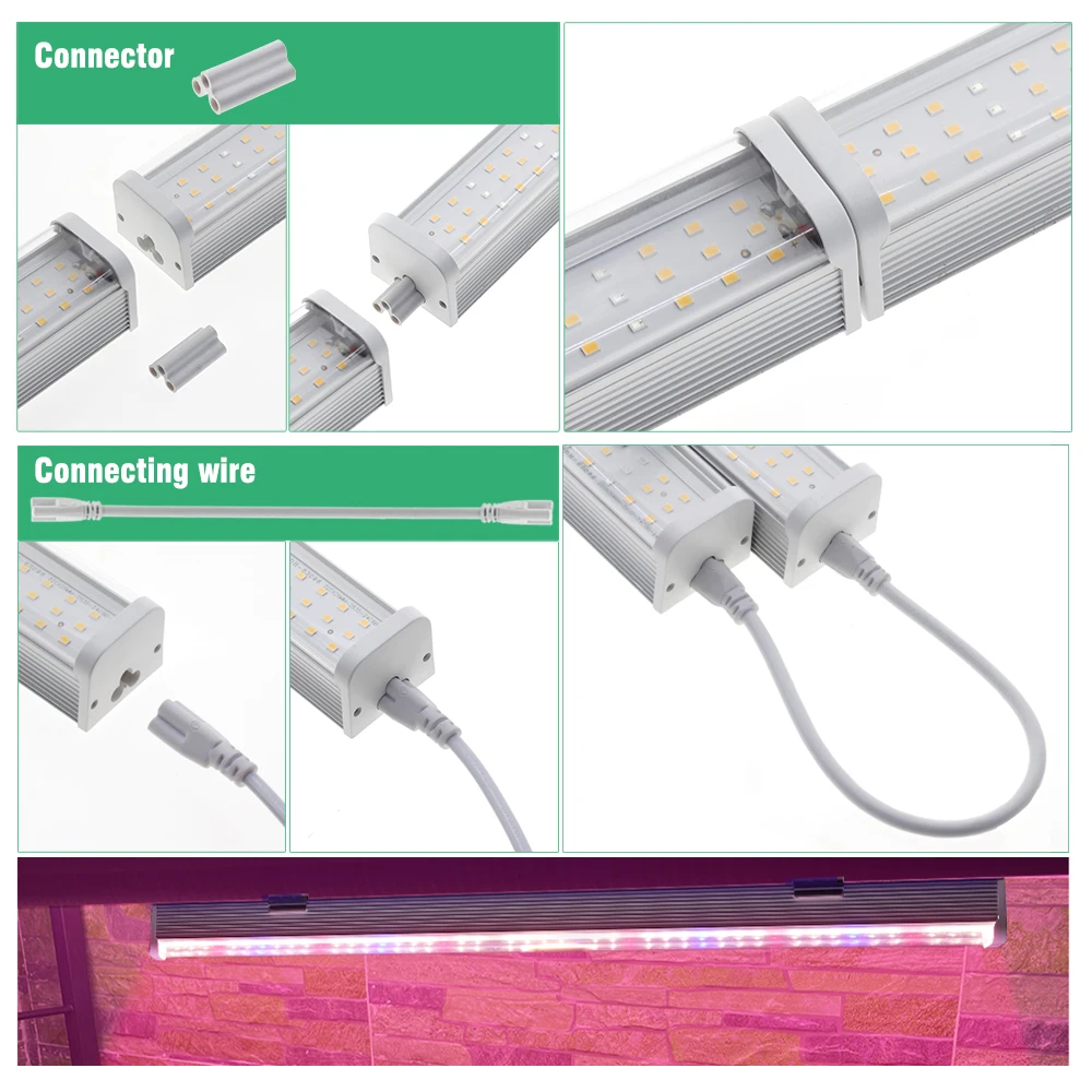 Full Spectrum LED Grow Light, Plant Growing Lamp, Barras para plantas de interior, Hidroponia Mudas, Sol, AC100-265V, 4000K, 780nm