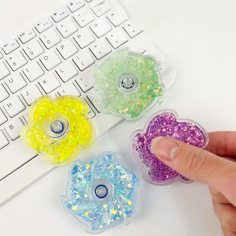 Fidget Spinner Rustling Portable High Rotational Speed Petal-like Spinning Gyro Colorful Sequined Desk Stress Relief Toy Gifts