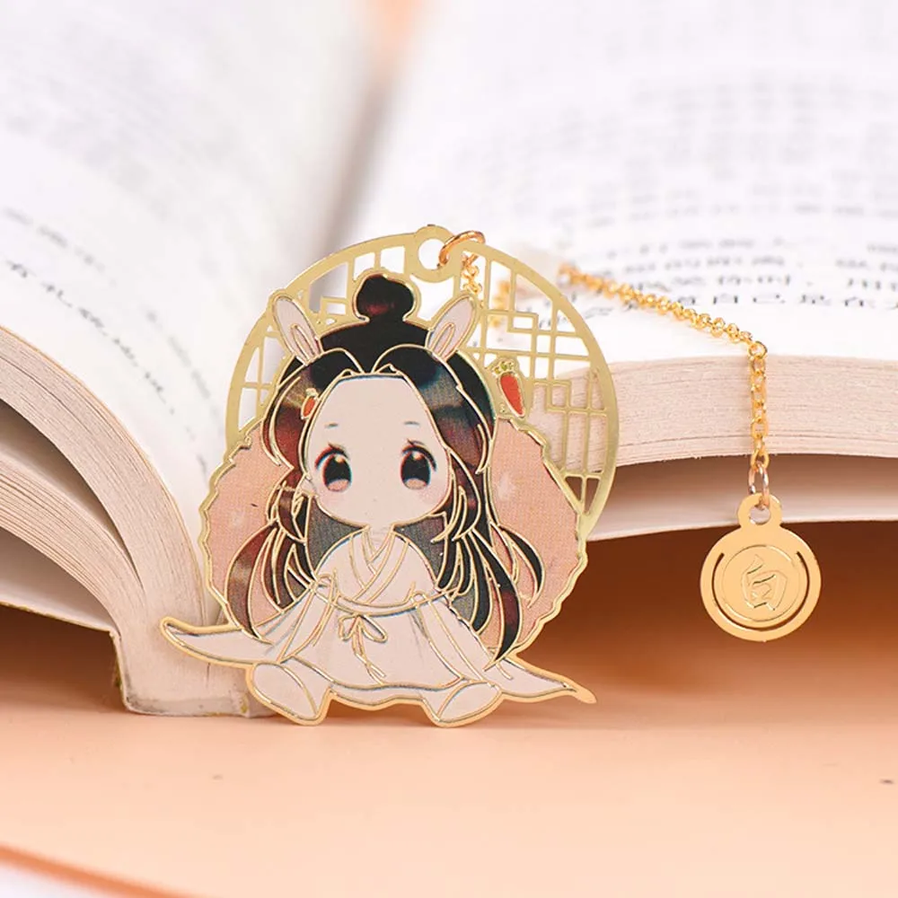 Anime Chinese Style Hollow Pendant Metal Fringed Hua Cheng Book Markers Bookmark Tian Guan Ci Fu Stationery