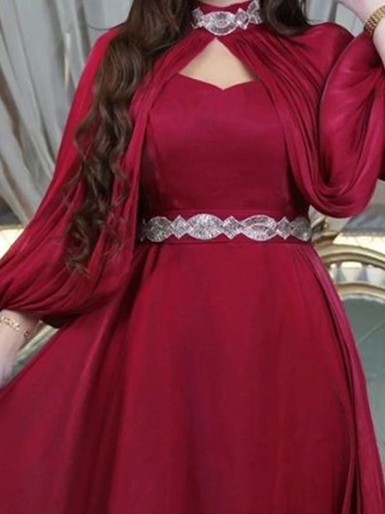 

Сплошное цветное женское элегантное платье с длинным рукавом и круглым вырезом, повседневные комплекты юбок с рукавами-фонариками, модный женский комплект из 2 предметов, платье