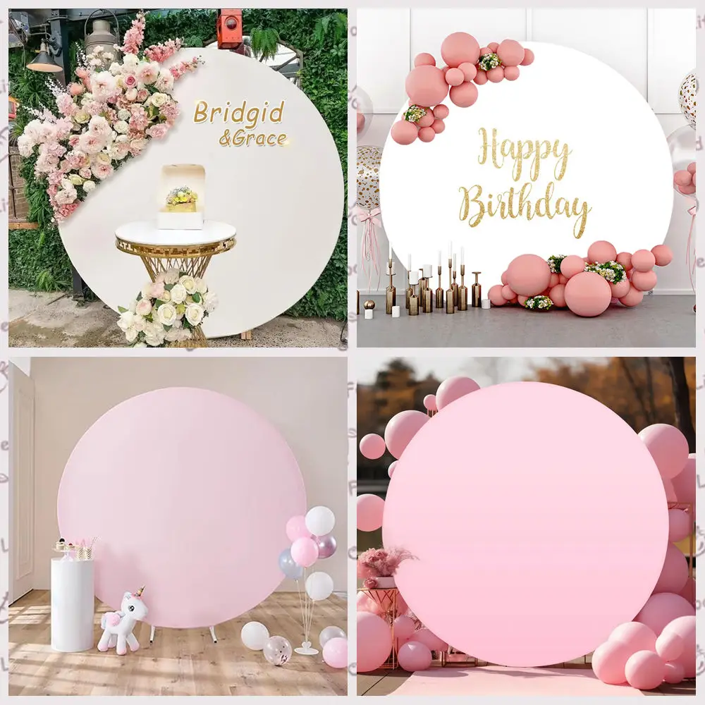 

Круглые фоновые покрытия однотонные: розовые, белые, синие. Для детских праздников, дней рождения, свадеб, художественных портретов, фотосессий. Декор.