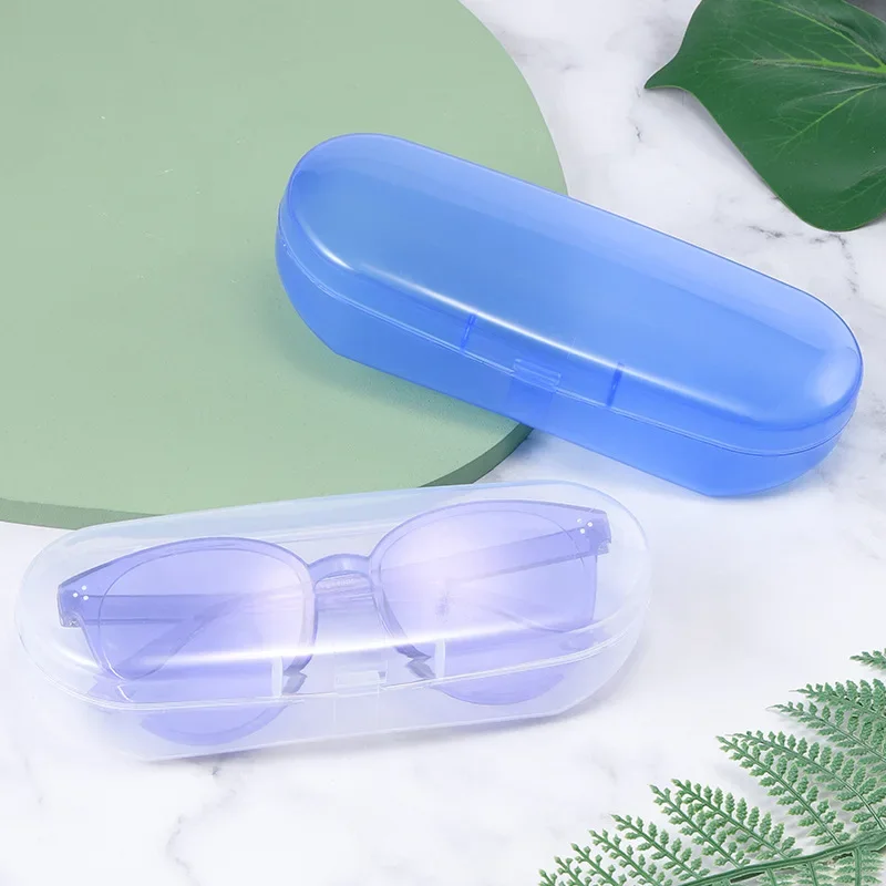 Blue Transparent Glasses Case Plastic Box Flat Mirror Myopia Glasses Storage Box Sunglasses Case Simple Fashion Glasses Case