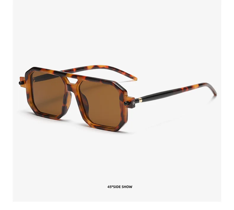Neue modische quadratische Sonnenbrille für Damen und Herren, Vintage-Markendesigner, Punk-Sonnenbrille, klare Gläser, Spiegelbrille – Detail 35